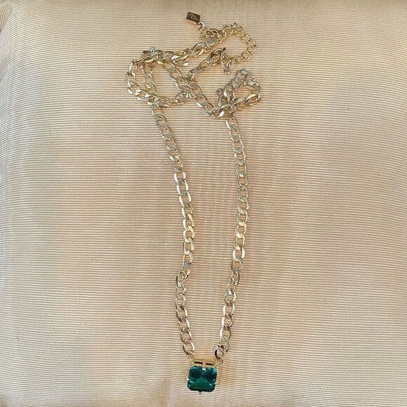 JOY DRAVECKY BIG ENERGY SOLITAIRE GREEN (EMERALD) CZ NECKLACE NWOT - Picture 5 of 6